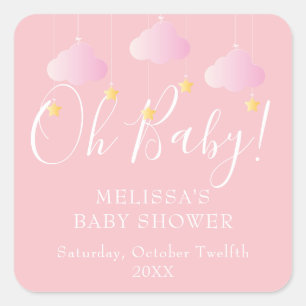 Zwinkern zwinkern kleiner Stern Oh Baby Baby Showe Quadratischer Aufkleber