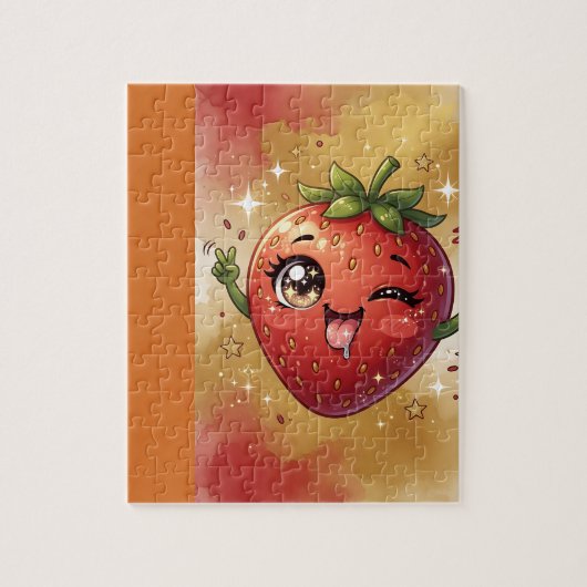 Zwinkernd Erdbeere Puzzle (Vertikal)