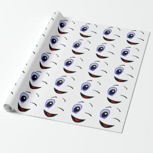 ZWINKERNDE SMILEY-FRATZE GESCHENKPAPIER