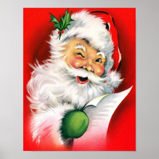 Zwinkernden Weihnachtsmann Poster (Vorne)