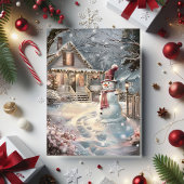Zwinkerndes gemütliches Weihnachtshäuschen mit Sch Karte