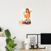 Zwinkerndes Pin-Up Poster (Heimbüro)