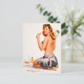 Zwinkerndes Pin-Up Postkarte (Stehend Vorderseite)