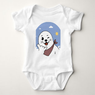 Zwinkerndes Siegel mit Bandana, das das Shaka-Zeic Baby Strampler