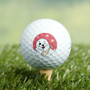 Zwinkerndes Siegel mit Bandana, das das Shaka-Zeic Golfball