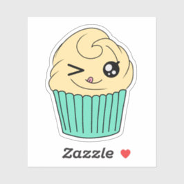 Zwinkerndes Vanille-Cupcake Aufkleber