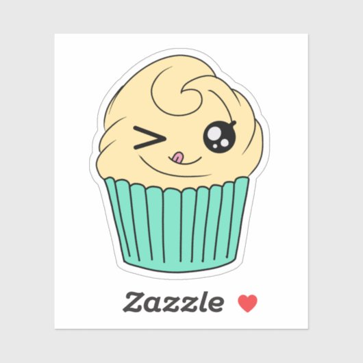 Zwinkerndes Vanille-Cupcake Aufkleber (Blatt)