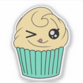 Zwinkerndes Vanille-Cupcake Aufkleber (Vorderseite)