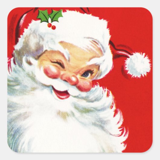 Zwinkerndes Weihnachtsmann Quadratischer Aufkleber (Vorderseite)