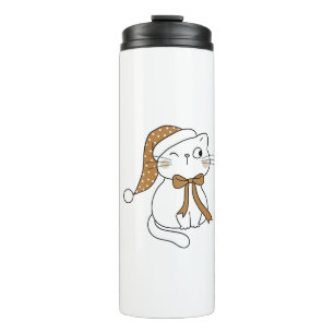 Zwinkerndes Winterkatze Thermosbecher