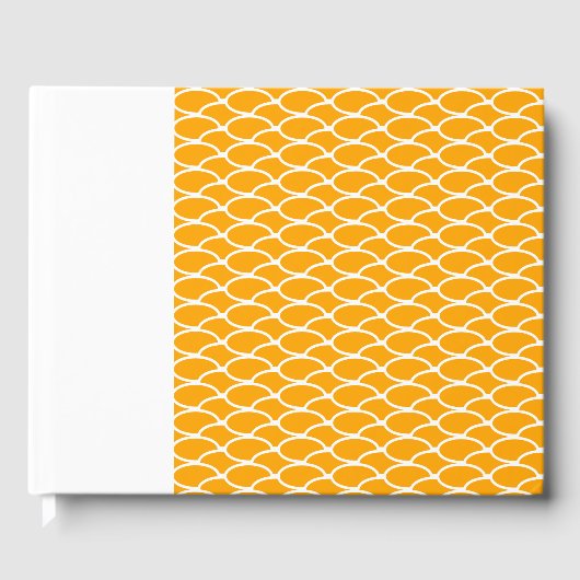 Zwirngelbe Wellen Muster weißer Hintergrund Gästebuch (Vorderseite)