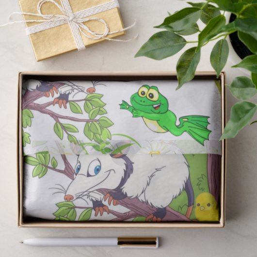 Zwirnpapier Possum Frosch Chicks floral Seidenpapier (Geschenk)
