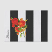 Zwirnpapier Schwarzer Streifen Floral Seidenpapier (Vorderseite)