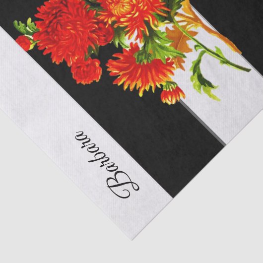 Zwirnpapier Schwarzer Streifen Floral Seidenpapier (Ausschnitt)