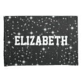 Zwirnsteine auf schwarz mit Namen Kissenbezug (Vorderseite-Rechts)