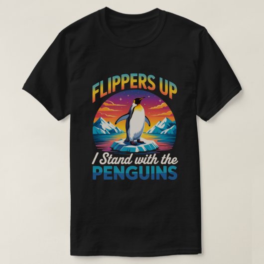 Zwirnstühlen Ich stehe mit den Pinguinen Funny Pin T-Shirt (Design vorne)