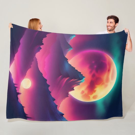 Zwischen den Bergen erhebender Mond Fleecedecke (Beispiel)