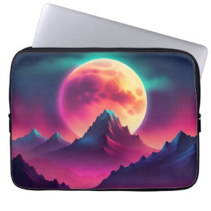 Zwischen den Bergen erhebender Mond Laptopschutzhülle