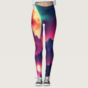 Zwischen den Bergen erhebender Mond Leggings
