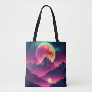 Zwischen den Bergen erhebender Mond Tasche