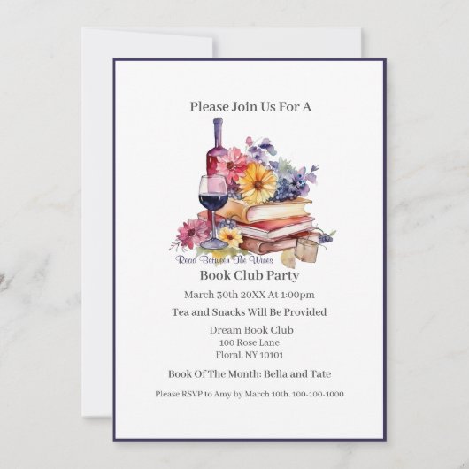 Zwischen den Weinen lesen, Club buchen Einladung (Vorderseite)