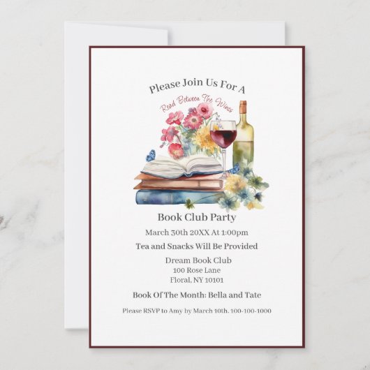 Zwischen den Weinen lesen, Club buchen Einladung (Vorderseite)