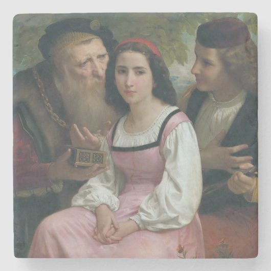 Zwischen Riches und Liebe (von Bouguereau) Steinuntersetzer (Vorderseite)