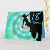 Zwischen Rock und Himmel, Kletterer 18. Geburtstag Karte (Gelbe Blume)