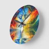 Zwischen Spiegel und Speicher Runde Wanduhr (Winkel)