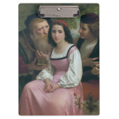 Zwischen Wohlstand und Liebe (von Bouguereau) Klemmbrett (Vorderseite)