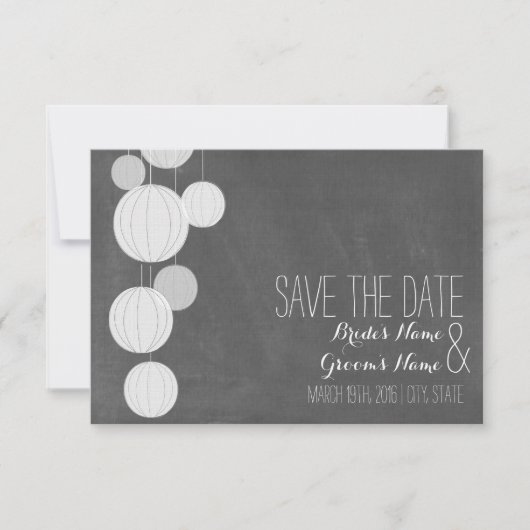 Zwischenablage mit Inspirierten weißen Lanterns Sa Save The Date (Vorderseite)