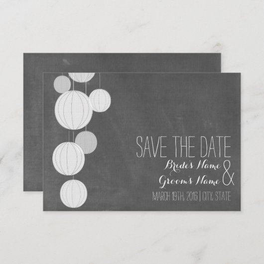 Zwischenablage mit Inspirierten weißen Lanterns Sa Save The Date (Vorne/Hinten)