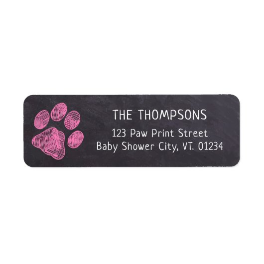 Zwischenablage Rosa Paw Print Baby Dusche Adresse (Vorne)