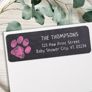 Zwischenablage Rosa Paw Print Baby Dusche Adresse