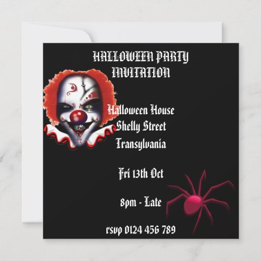 Zwischenladung beängstigendes Clownmeme Einladung (Rückseite)