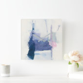 Zwischenspiel | abstrakt im Blau Quadratische Wanduhr (Zuhause)