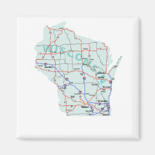 Zwischenstaatlicher Karten-Magnet Wisconsins Magnet