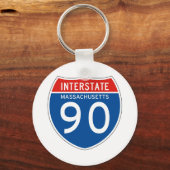 zwischenstaatliches Zeichen 90 - Massachusetts Schlüsselanhänger (Vorderseite)