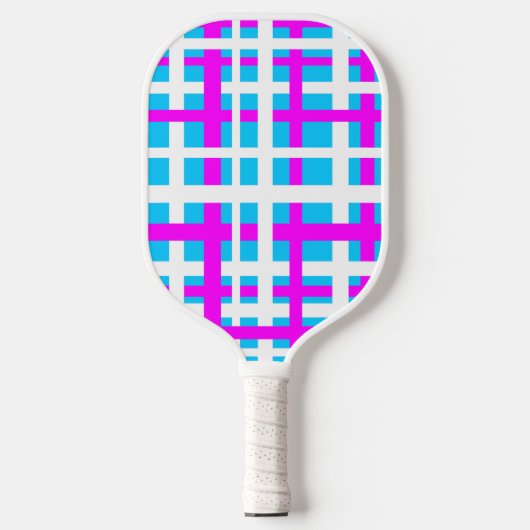 Zwischenverriegelung Streifen Weißrosa hellblau Pickleball Schläger (Vorderseite)