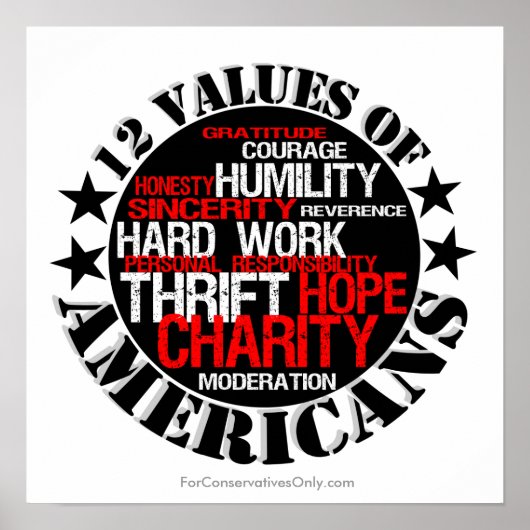 Zwölf amerikanische Werte Poster (Vorne)