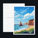 Zwölf Apostel Australien Kunstausstellung Postkarte<br><div class="desc">Zwölf Apostel Australien Kunstzeitalter Reisezeitschrift Illustration</div>