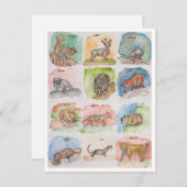 Zwölf Beängstigende Tiere Feiertagskarte (Vorne/Hinten)