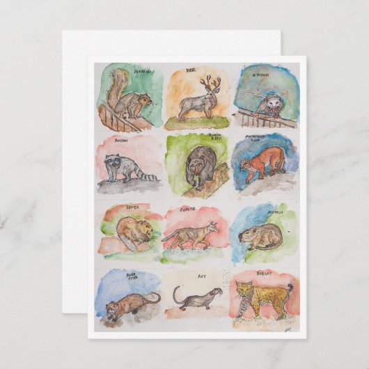 Zwölf Beängstigende Tiere Feiertagskarte (Vorne/Hinten)