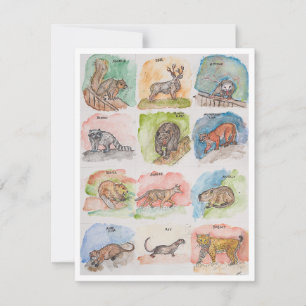 Zwölf Beängstigende Tiere Feiertagskarte