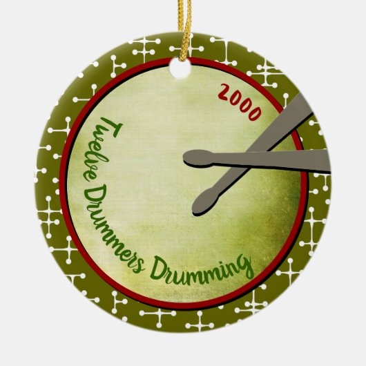 Zwölf Drummer Drumming - individuelles Jahr Keramik Ornament (Vorne)