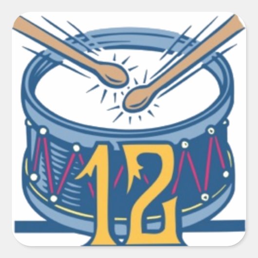 Zwölf Drummer Quadratischer Aufkleber (Vorderseite)