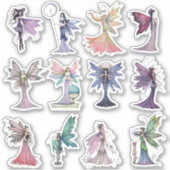 Zwölf elegante und farbenfrohe Molly Harrison Fair Aufkleber (Vorderseite)