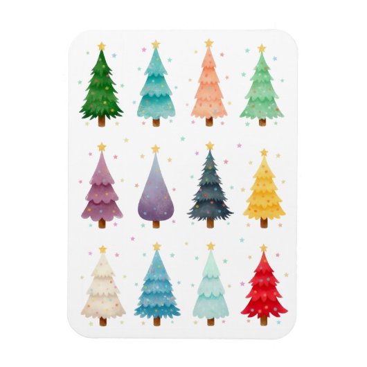 Zwölf festliche Weihnachtsbäume Magnet (Vertikal)