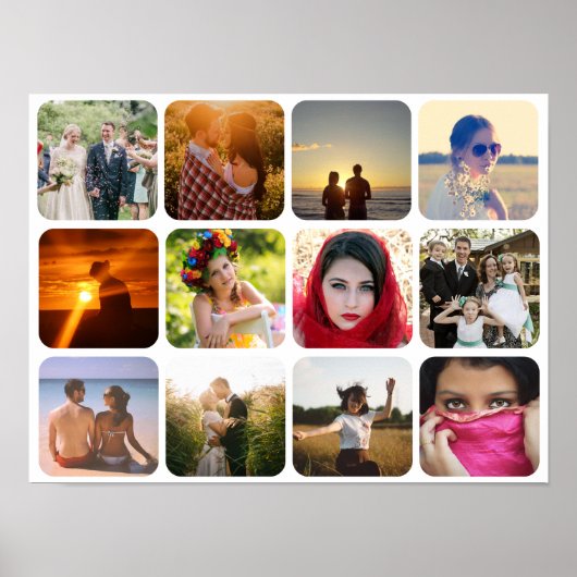 zwölf Foto weißes Hintergrundposter hochladen Poster (Vorne)