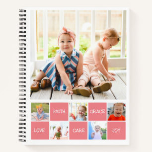 Zwölf Fotos sammeln Inspirierend Wörter Familienta Notizblock